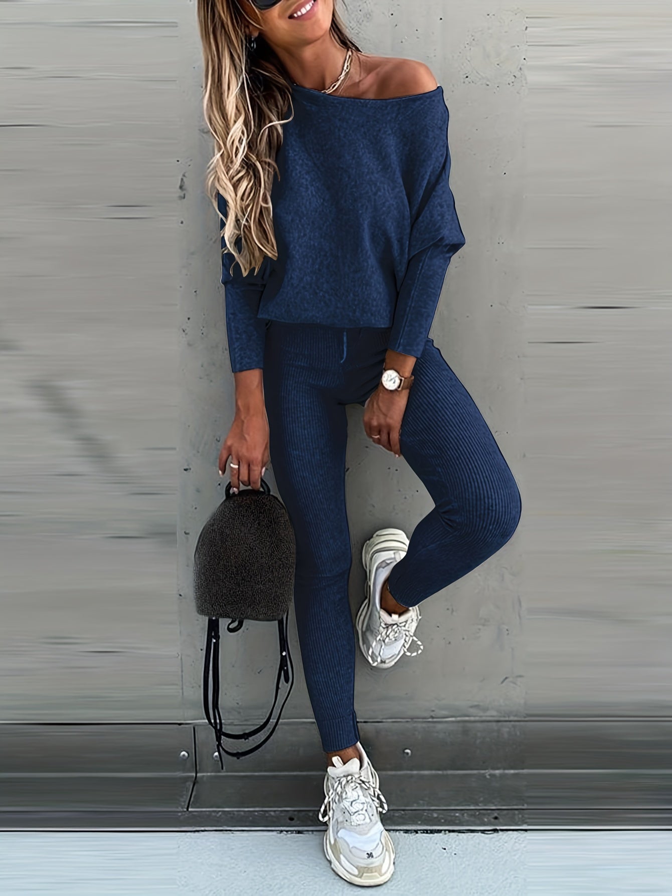 Solid Sports Two piece Set Long Sleeve Hoodies & Striped Pants