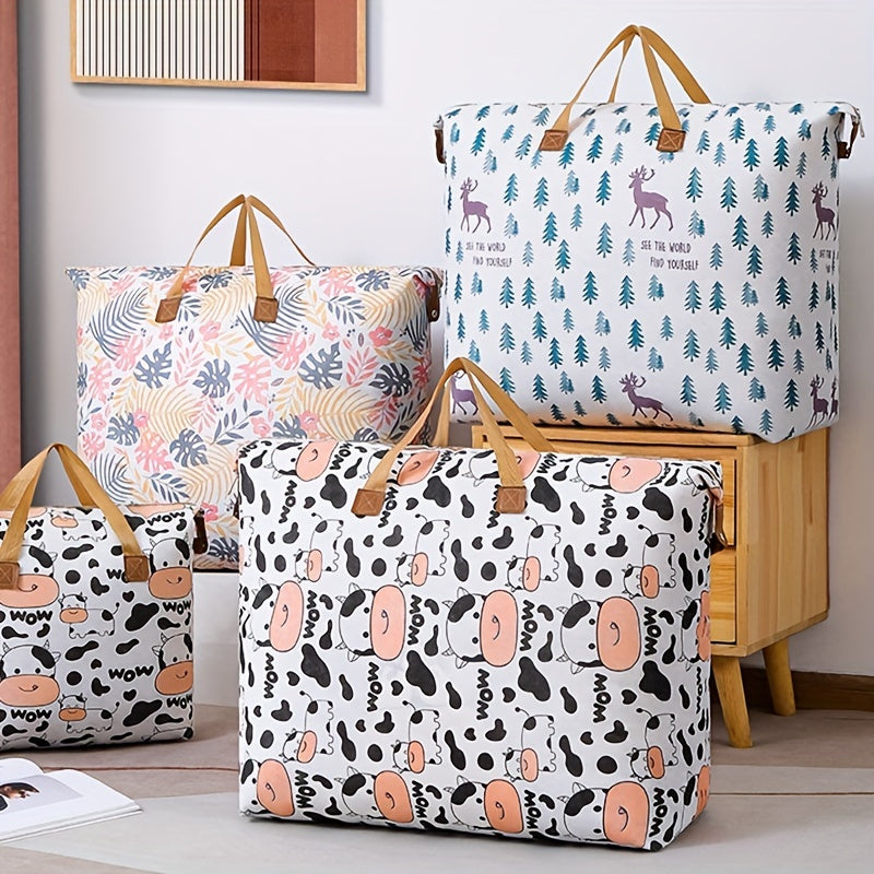 Print Zipper Quilt Storage Bag Large Capacity