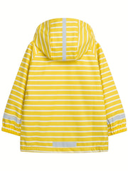 Girl's Striped Waterproof Hooded Jacket Active Zip Up Fleece