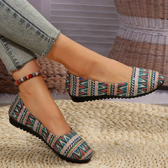 Women's Geometric Pattern Flat Shoes Slip On Closed Toe Comfortable Lightweight