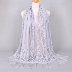 Long Tassel Shawl Solid Flower Wrap Dress Scarf