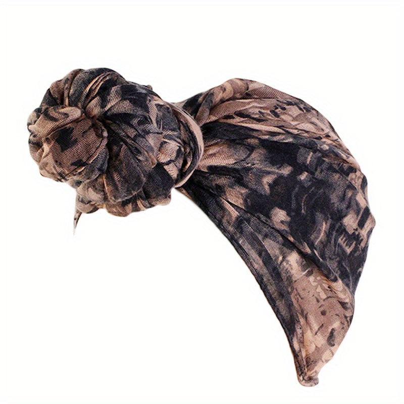 Bohemian Voile Turban Cap Braided Twist Elastic Head Wrap Tie Dye