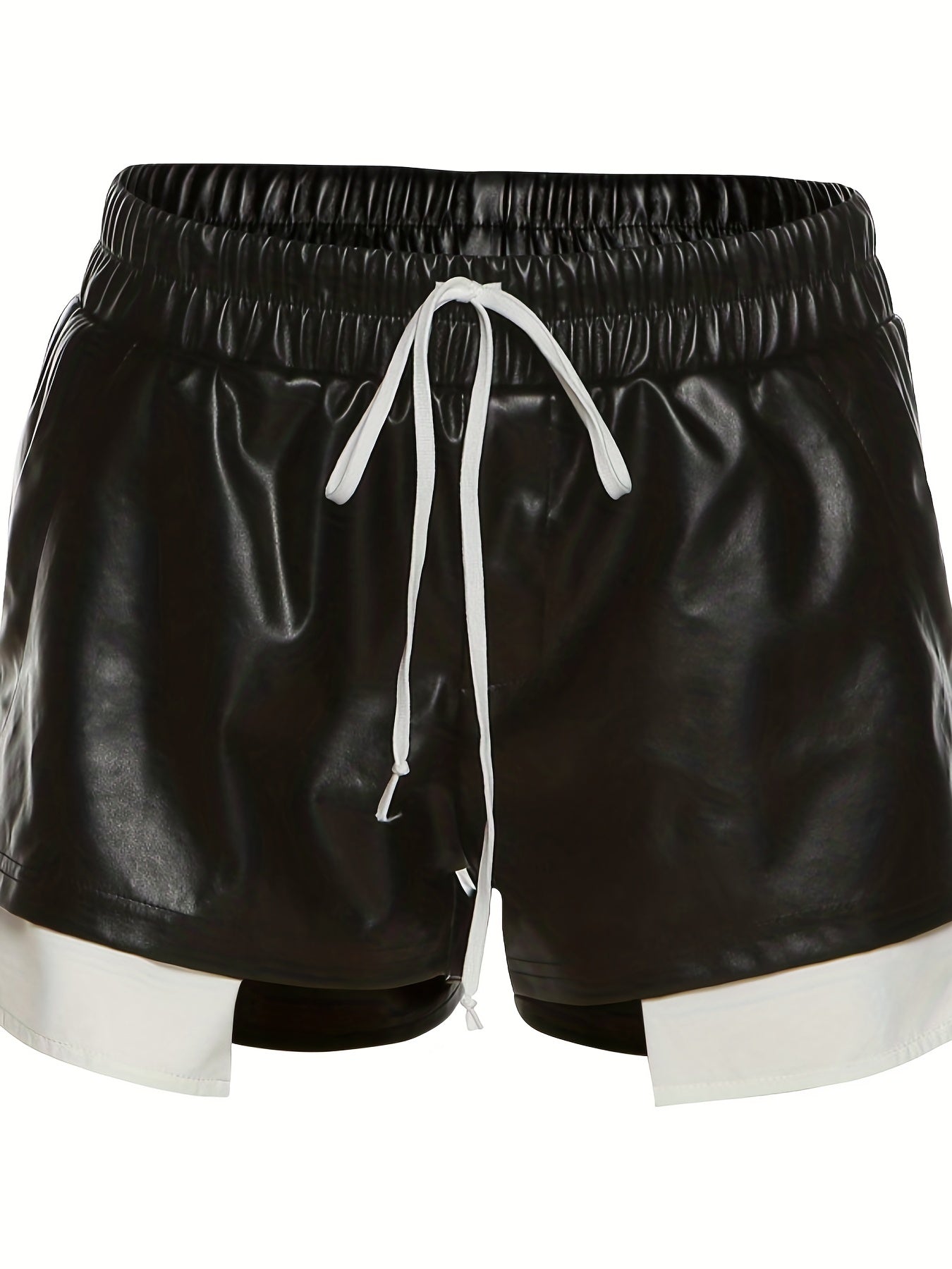 Patchwork Drawstring Shorts Women's Clothing