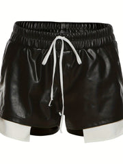 Patchwork Drawstring Shorts Women's Clothing