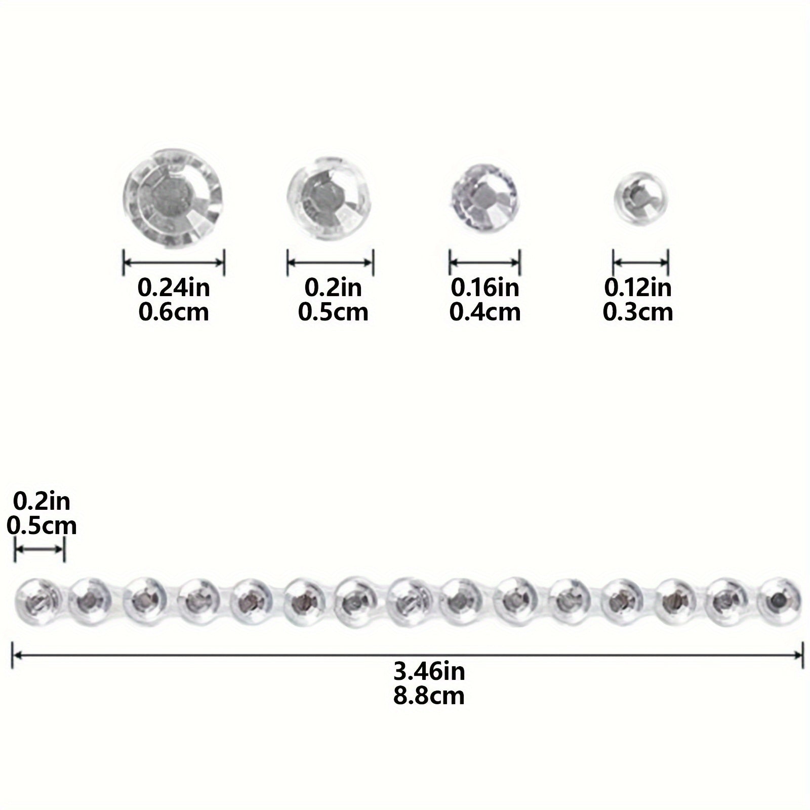 1725pcs Transparent Rhinestone Stickers Sparkling Gemstone Jewelry Stickers