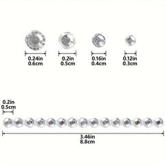 1725pcs Transparent Rhinestone Stickers Sparkling Gemstone Jewelry Stickers