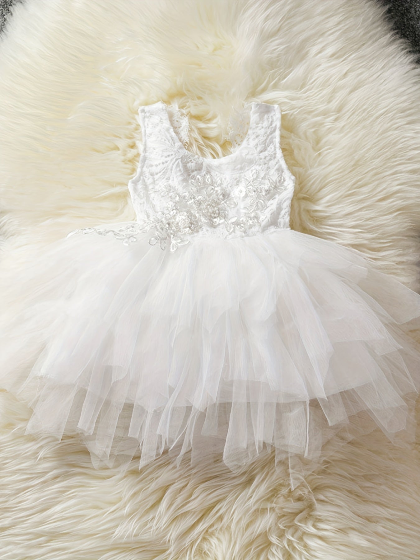 Flower Girl Lace Strappy Tiered Tutu Dress