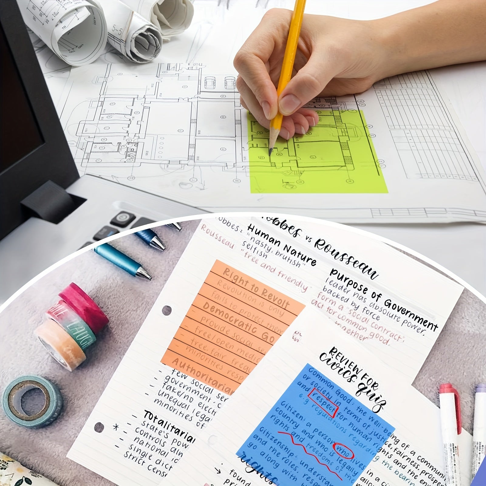 350 Sheets Transparent Lined Sticky Notes Clear Waterproof Self Sticky Notes