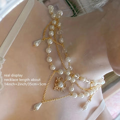 Heart Pendant Faux Pearl Necklace Decorative Accessories Holiday Gift