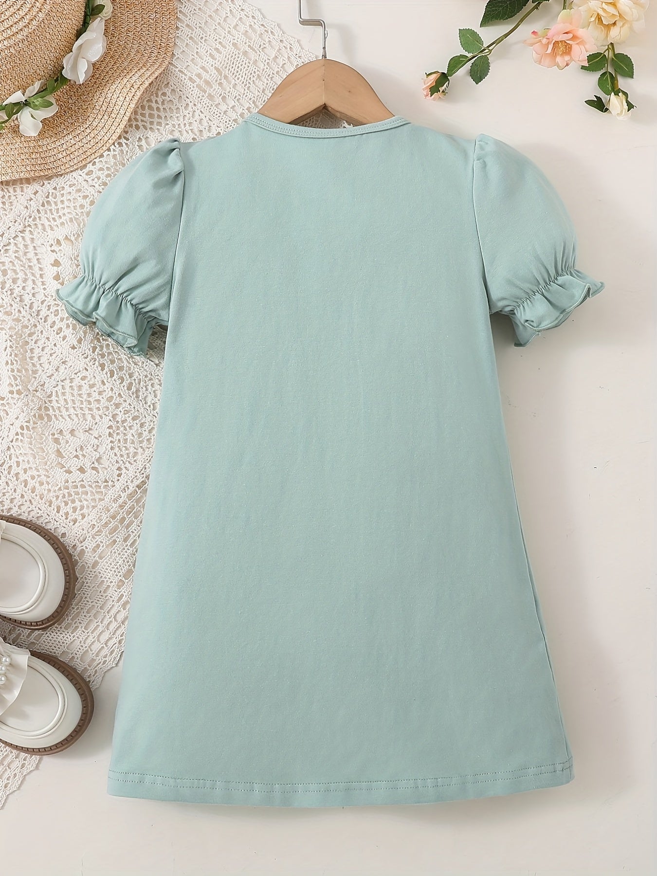 Toddler Girls Floral Print Puff Sleeve Dress for Party