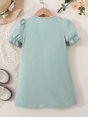 Toddler Girls Floral Print Puff Sleeve Dress for Party