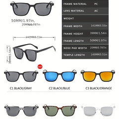 Photochromic Square Sunglasses Retro Rivet UV400 Sun Shades
