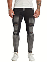 Men's Ripped Skinny Fit Stretch Long Trousers