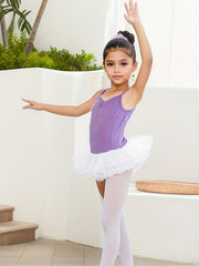 Girls Cotton Splicing Ballet Leotard Jumpsuit for Dance Performance