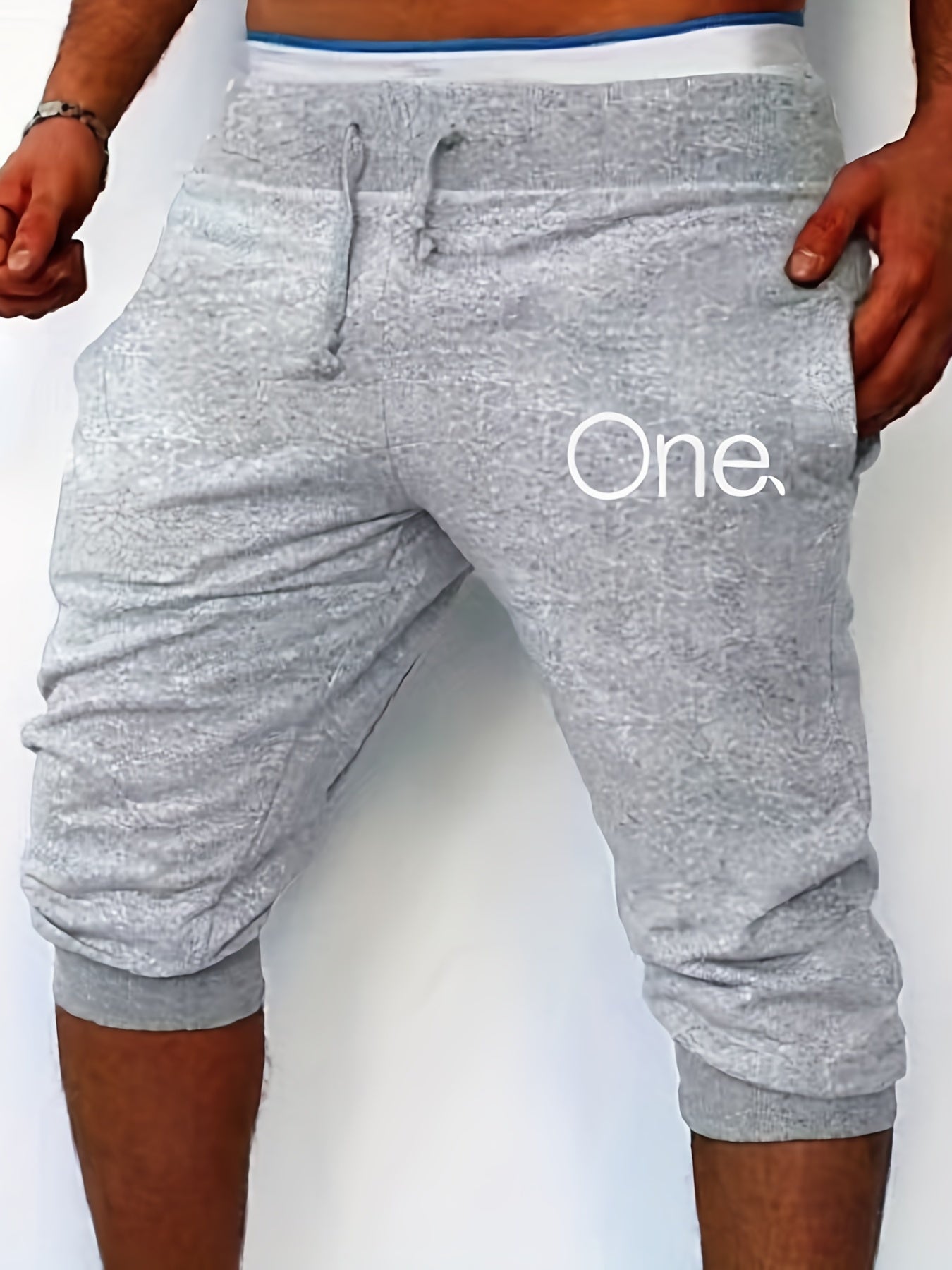 Men's Solid Color Knee-Length Drawstring Shorts for Summer