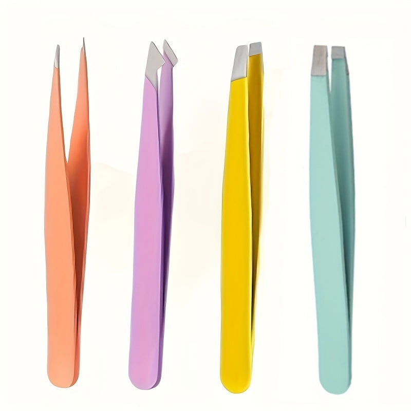 4pcs Stainless Steel Tweezers Set For Ingrown Hair Removal
