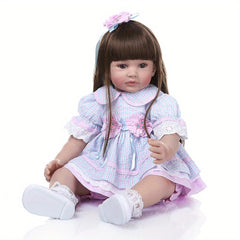 24 Inch Reborn Girl Doll Princess Long Hair Skirt Dress Cuddly Body