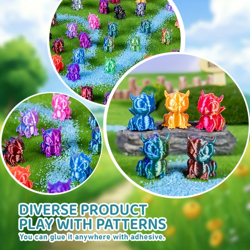 3D Printed Dragon Figurines Mixed Colors Plastic Desk Decor Unique Gift