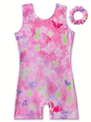 Butterfly Graffiti Sleeveless Gymnastics Suit for Girls