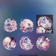 10pcs Moon Butterfly Decorative Stickers Retro Journal Scrapbooking DIY Sticker