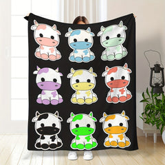 Colorful Little Cow Print Flannel Blanket Soft Winter Warm Blanket