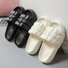 Men's Plaid Platform Slides Soft Sole Slippers