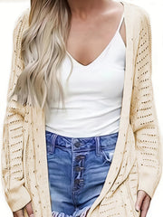 Women's Hollow Out Long Sleeve Tassel Trim Cardigan