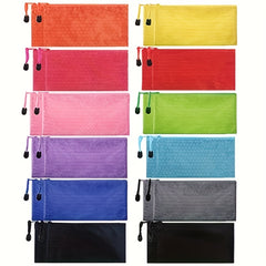 24 Pcs A6 Size Zipper Pouch Pencil Storage Bags in 12 Colors