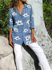 Floral Print Long Sleeve Tunic Shirt Top