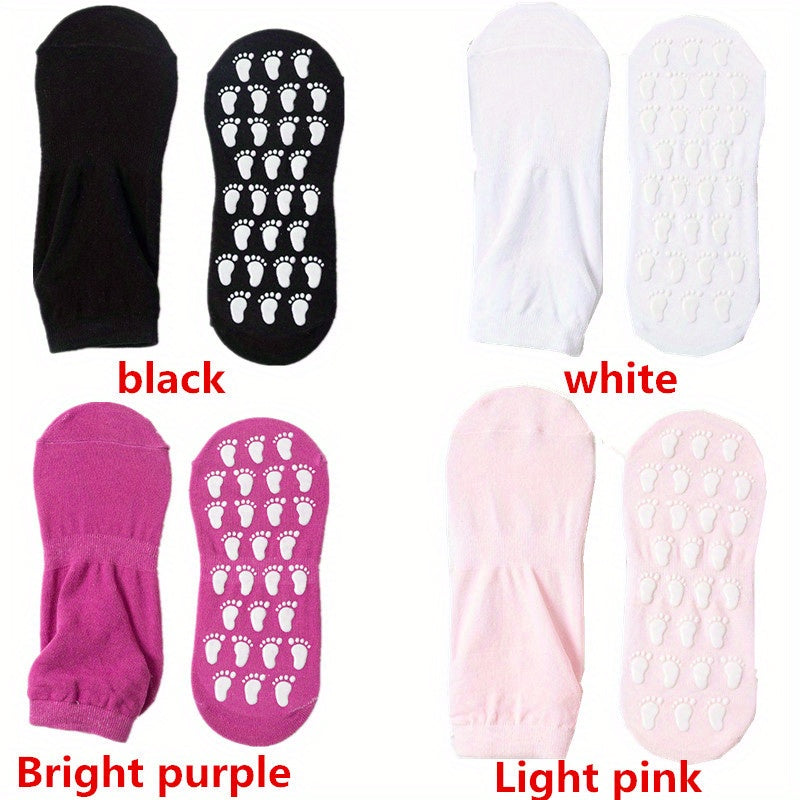 4 Pairs Silicone Non slip Socks Comfy & Breathable Women's Yoga Sports Stockings