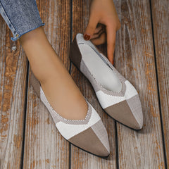 Colorblock Knit Flat Shoes Pointed Toe Slip On Flats