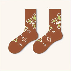 Men's Vintage Stripe Crew Socks Cotton Blend Casual Unisex Sock
