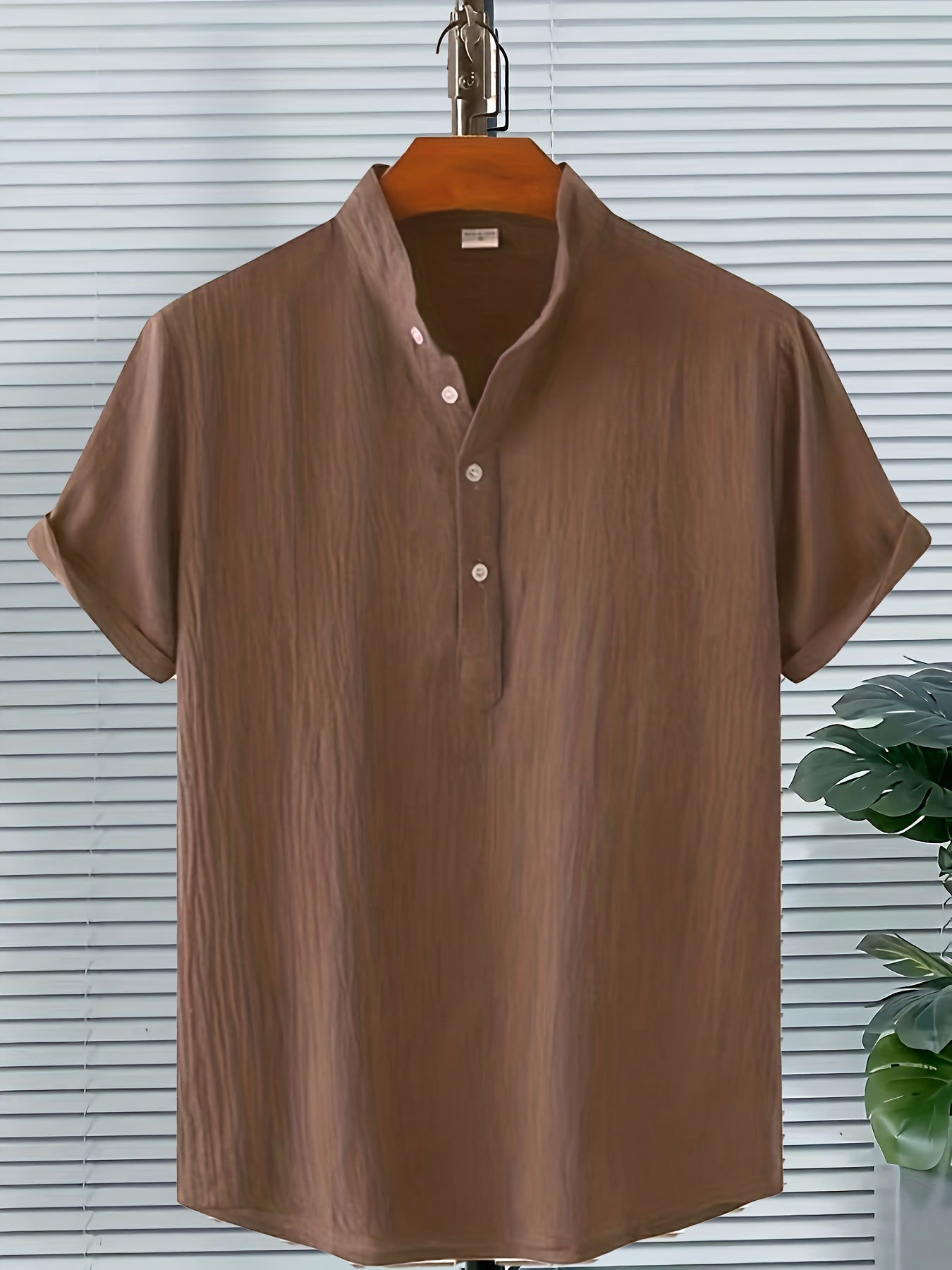 Solid Men's Casual Short Sleeve Shirt for Summer Vacation Resort