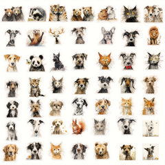 50pcs Cartoon Animals Graffiti Stickers Waterproof DIY Handbook Stickers