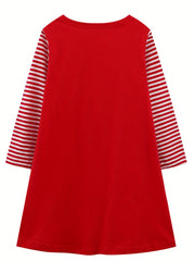 Christmas Playwear Dress For Toddler Girls Long Sleeve Dress 2-8 Years