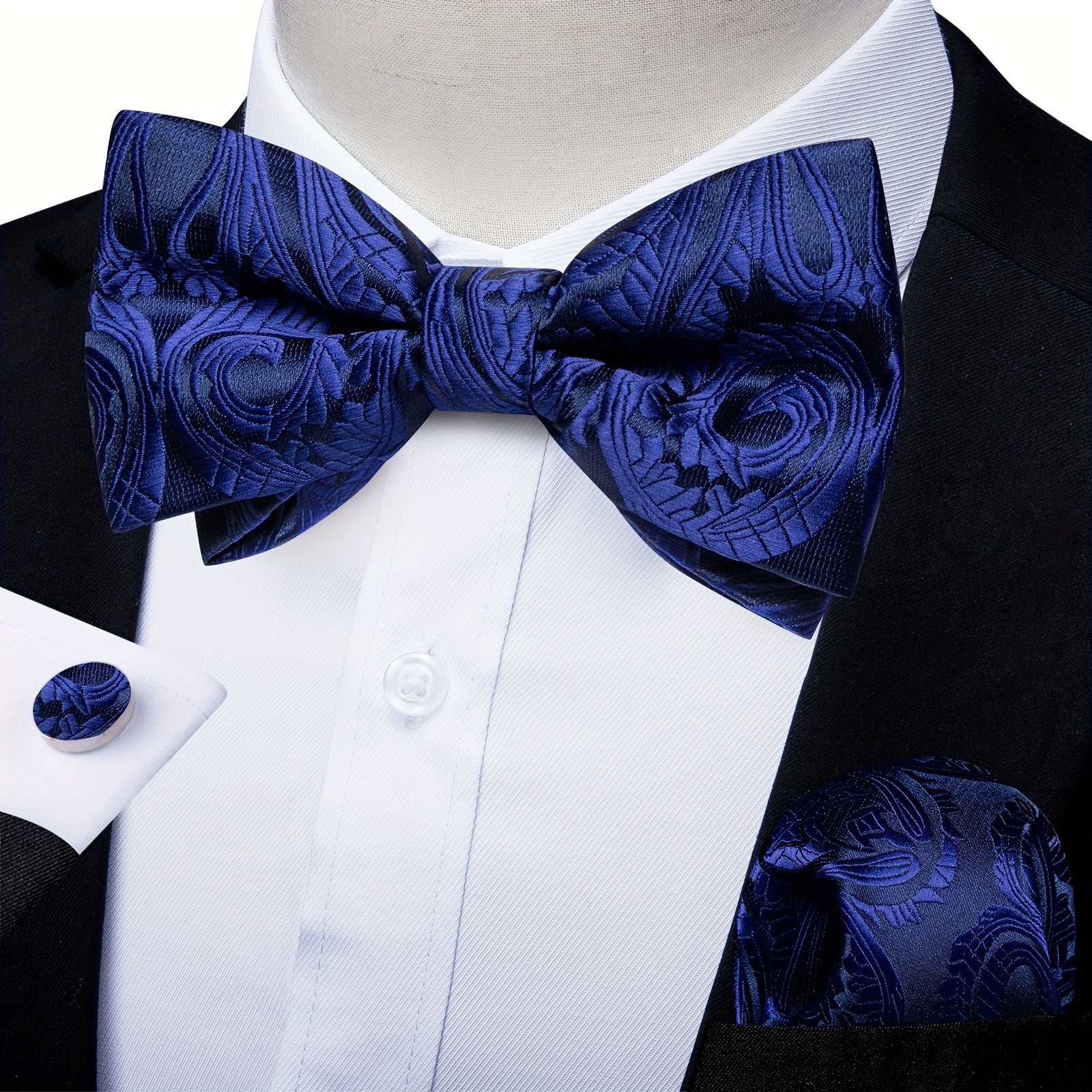 Men's Paisley Silk Bow Tie Set for Wedding Formal Suit
