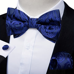 Men's Paisley Silk Bow Tie Set for Wedding Formal Suit
