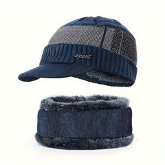 Winter Fishing Hat & Neck Gaiter Set Warm Knitted Hat With Velvet