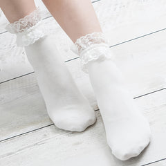 Lace Crew Socks Lightweight Comfy Mid-tube Stockings
