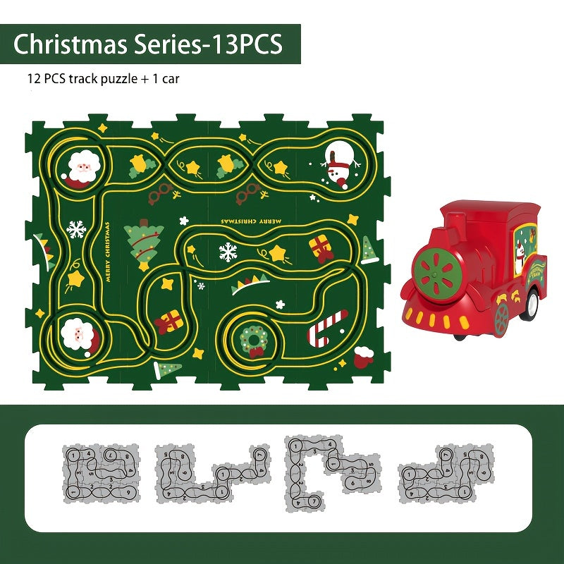 Kids Christmas Puzzle Track Car Set