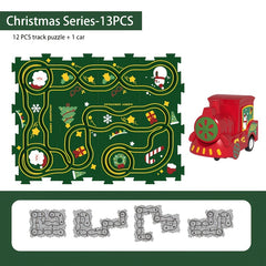 Kids Christmas Puzzle Track Car Set