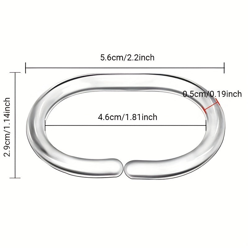 12pcs Transparent Bath Rings for Shower Curtain Rod Hanging