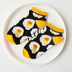 Fruit & Food Print Ankle Socks & Funny Low Cut Socks Women's Stockings