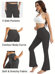Women's Flare Yoga Pants With Pocket Elastic Waist Hip lifting Leggings