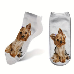6 Pairs Dog Print Low Cut Ankle Socks Women's Stockings