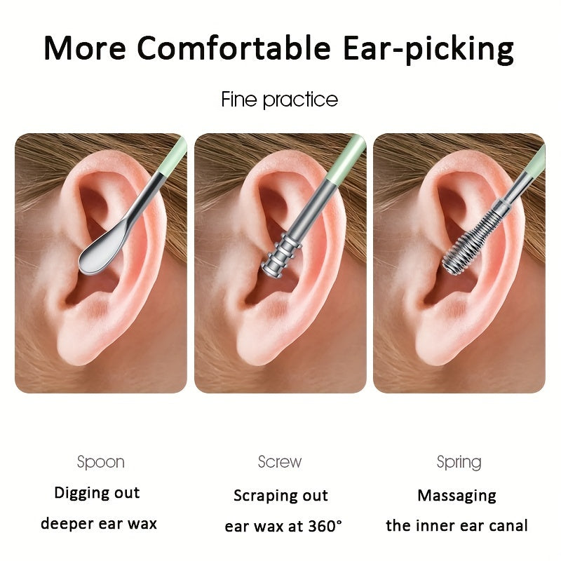 6pc Stainless Steel Ear Cleaning Set Portable Hygienic Ear Scoop Tool
