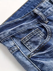 Slim Fit Ripped Jeans Men's Casual Street Style Distressed Denim Pants