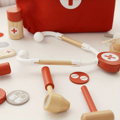 Wooden Simulation Teeth Doctor Toy Set w/ Stethoscope Injection