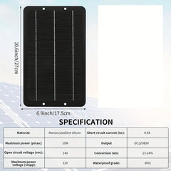 10W 12V Solar Panel Dual Fans Kit Portable Ventilation Fan Outdoor Waterproof