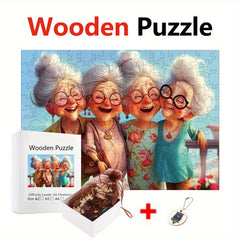 Wooden Puzzle - 4 Grandmas Traveling - Ideal for Birthday Gifts